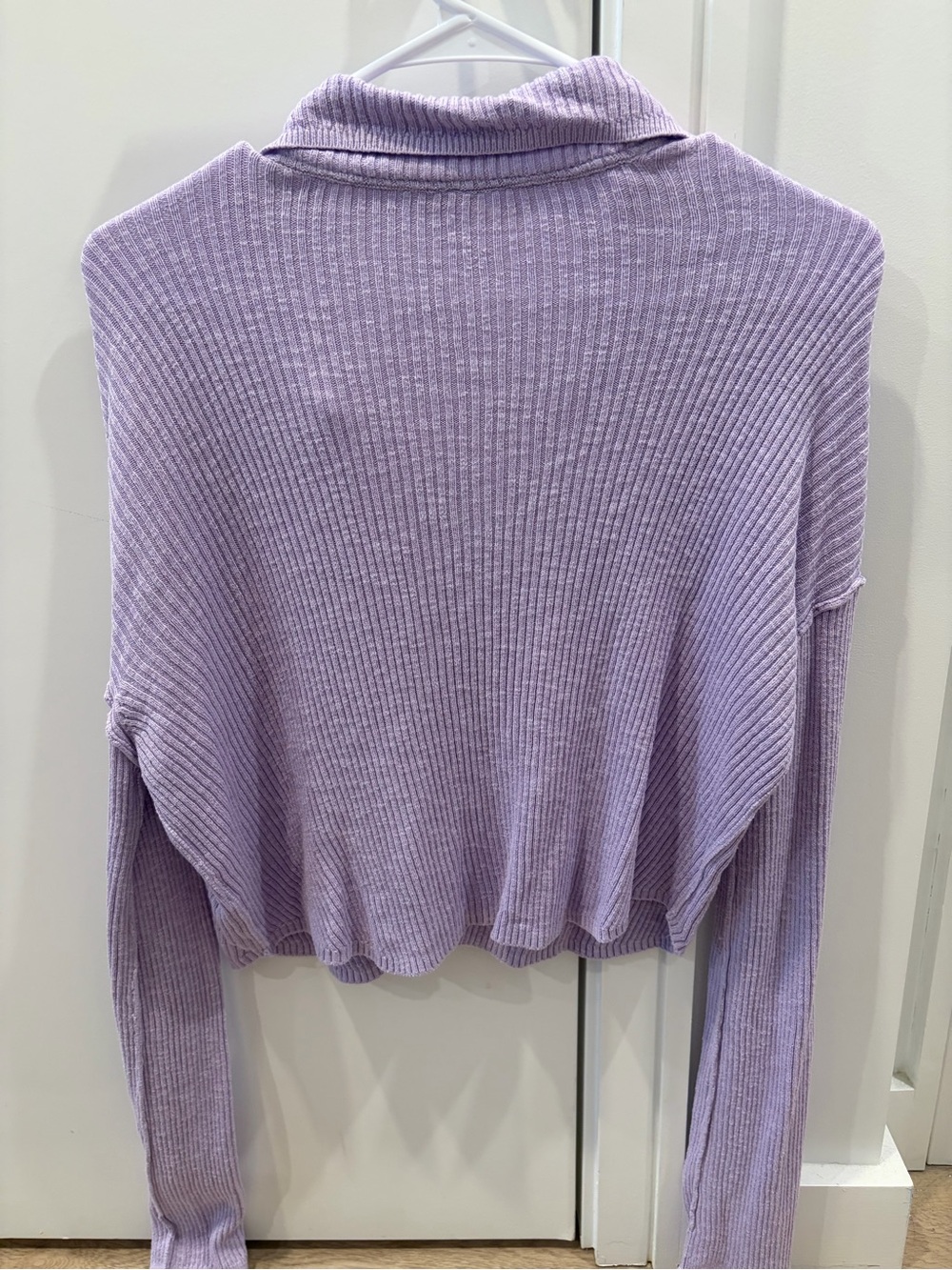 Lavender Ribbed Button-Front Sweater Cardigan - Picture 4 of 4